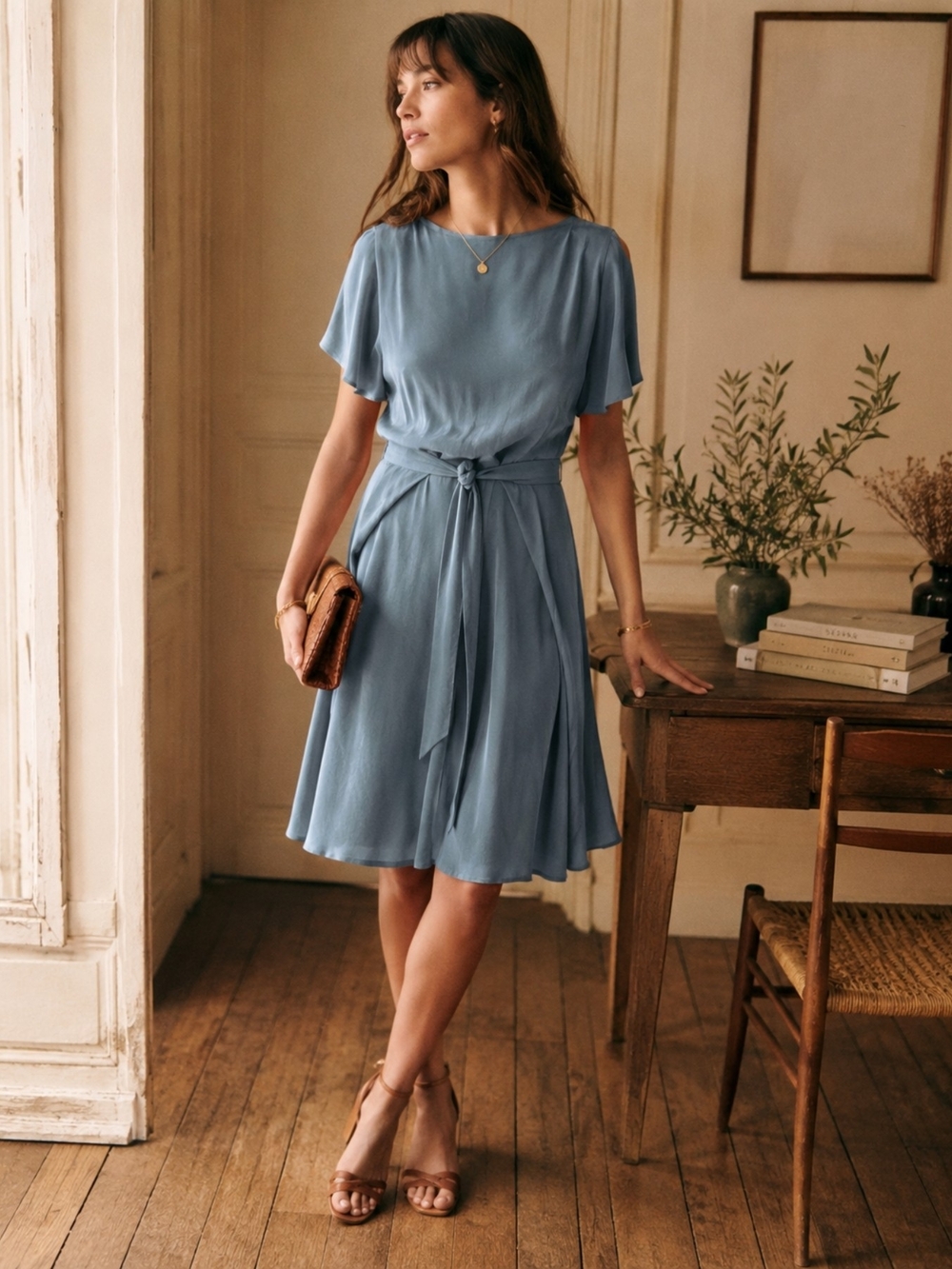 REISS Mira Cold-Shoulder Silk Dress-0200